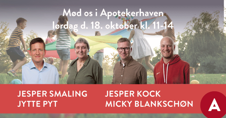 Børnevenligt politisk arrangement med hoppeborg, skattejagt, flødebollekast