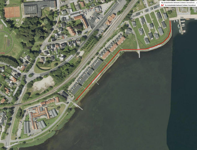 Ny sti for gående og cyklister på Gråsten Havnefront